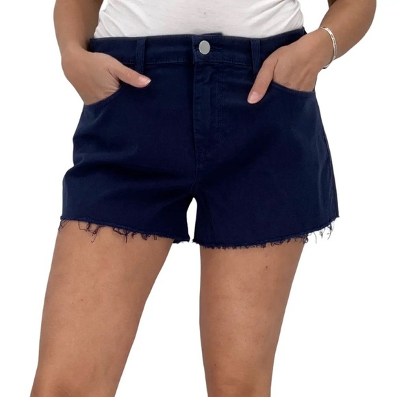 NWT L'Agence Ryland High Rise Navy Cut Off Shorts - Picture 1 of 11